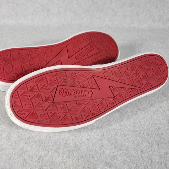 Punkrose Slip On Memory Foam Sneakers Black White Polka Dot Abstract Sole Red - Picture 13 of 15